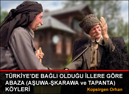 1889 TARİHİNDE KAFKASYADAN (KARAÇAY ÇERKESK ÖZERK BÖLGESİNDEN GÖÇ EDEN ABAZA KÖYLERİ